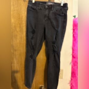 Torrid black sky high skinny jeans with destruction. EUC. Size 10S.